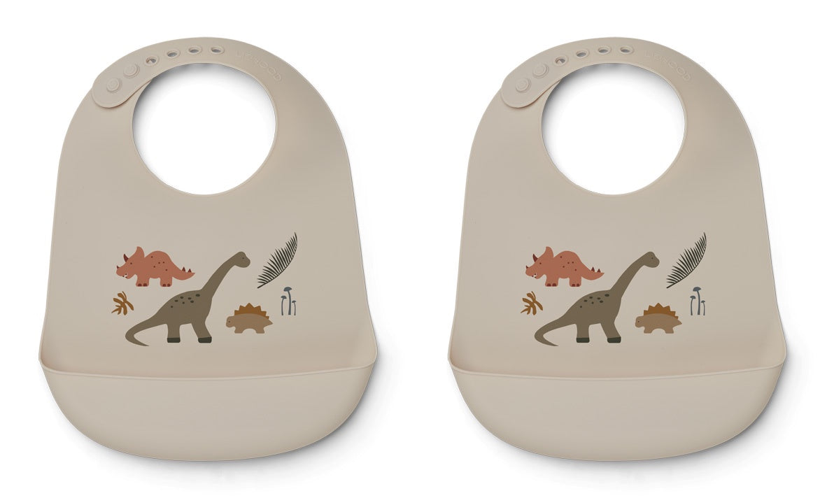 Liewood Tilda Silicone Bib 2 - Pack Dino dark sandy mix