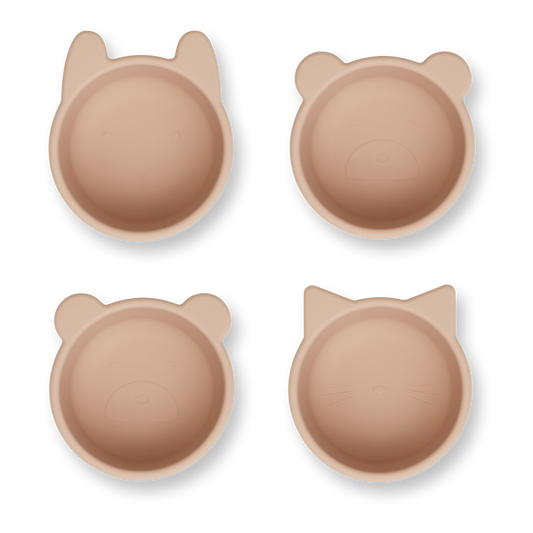 LIEWOOD MALENE SILICONE BOWLS 4 PACK - ROSE