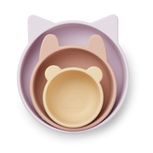 Liewood Eddie bowls 3-pack - Light lavender multi mix