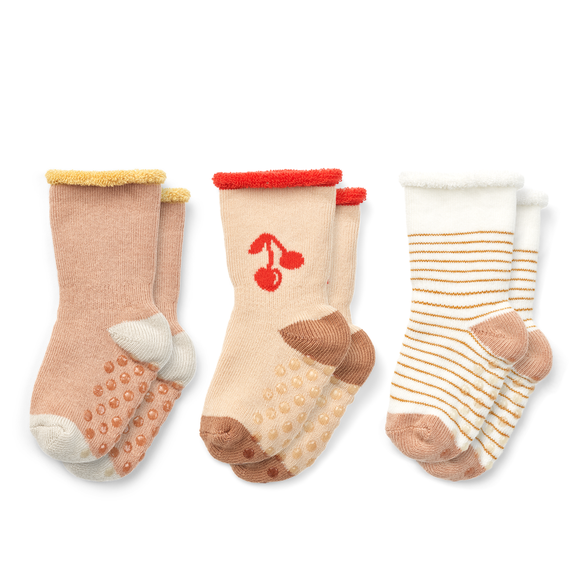 LIEWOOD ELOY ANTI-SLIP BABY SOCKS 3-PACK Cherries mix