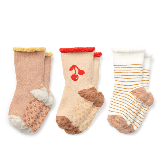 LIEWOOD ELOY ANTI-SLIP BABY SOCKS 3-PACK Cherries mix