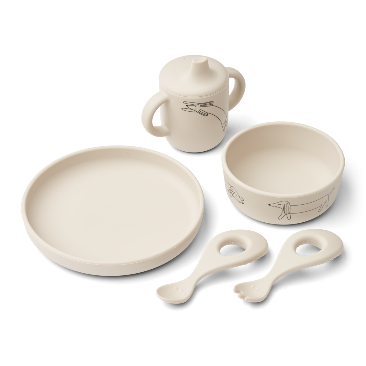 LIEWOOD RYLE PRINTED BABY TABLEWARE SET DOG / SANDY