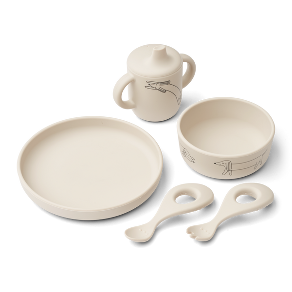 LIEWOOD RYLE PRINTED BABY TABLEWARE SET DOG / SANDY