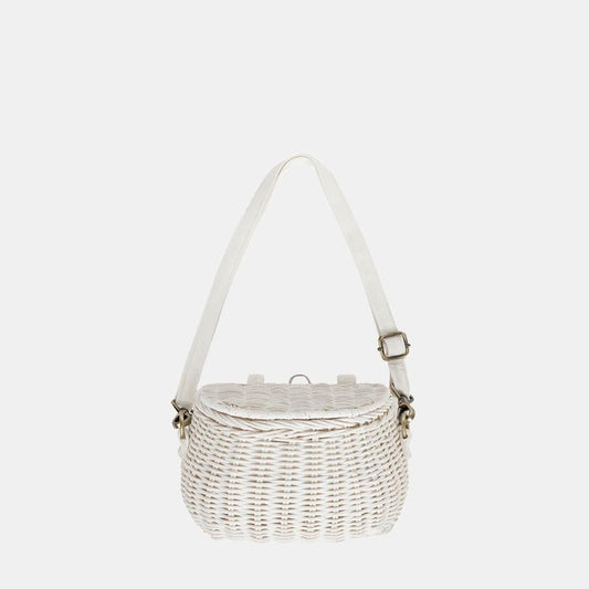 OLLI ELLA MINI CHARI RATTAN BAG white