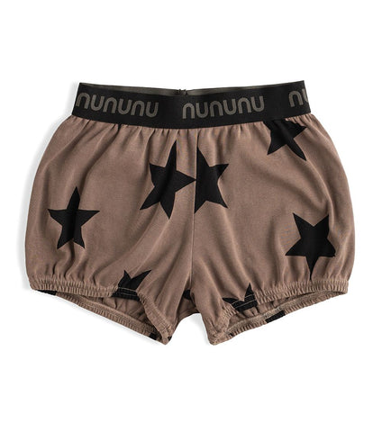NUNUNU star yoga shorts BROWN