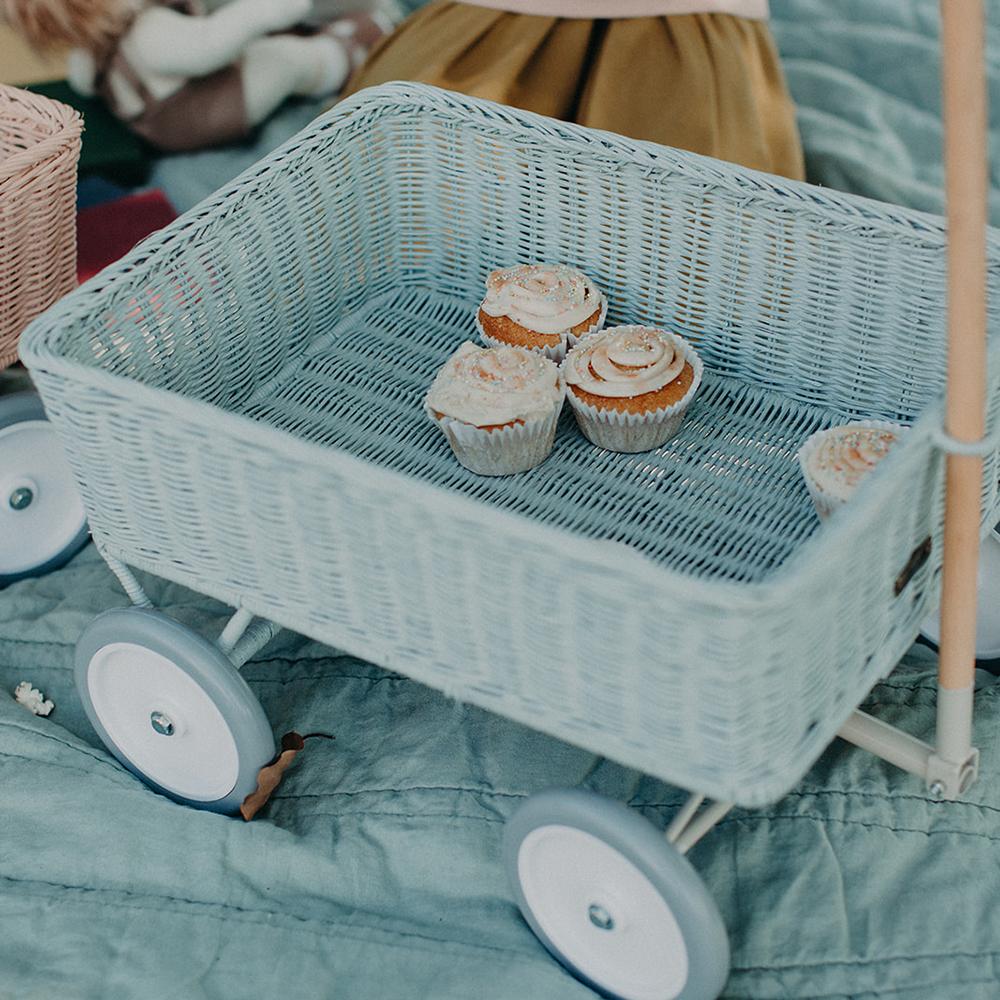 OLLI ELLA Rattan Wonder Wagon - Vintage Blue