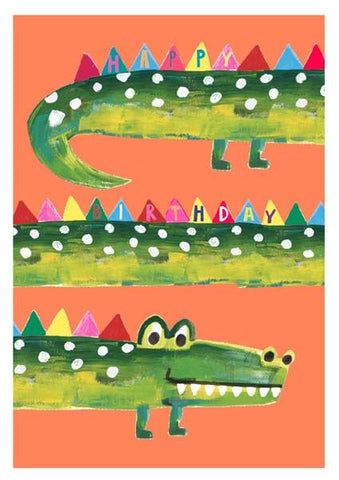 Paper Salad Happy Birthday crocodile orange card