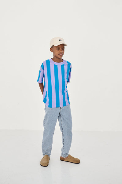 REPOSE AMS OVERSIZED TEE - BRIGHT BLUE BLOCK STRIPE