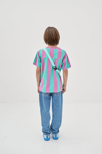 REPOSE AMS TEE SHIRT - AZURE BLOCK STRIPE