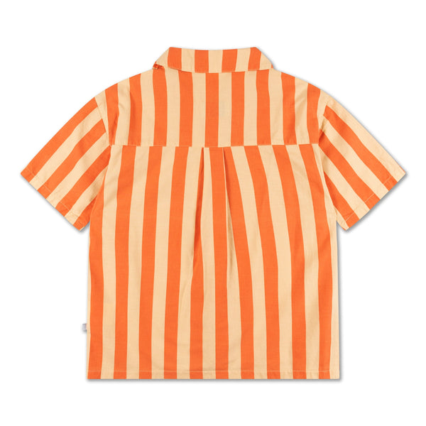 REPOSE AMS BOXY SHIRT - TANGERINE BLOCK STRIPE