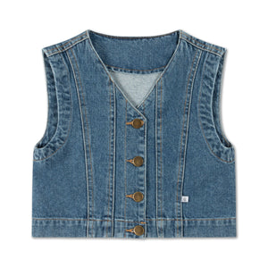 REPOSE AMS DENIM VEST - MID BLUE