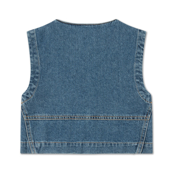 REPOSE AMS DENIM VEST - MID BLUE