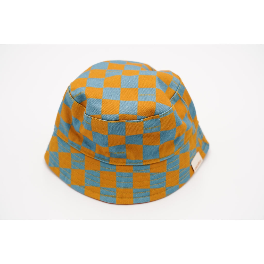 Grech & Co. REVERSIBLE BUCKET HAT - CHECKS LAGUNA + WHEAT