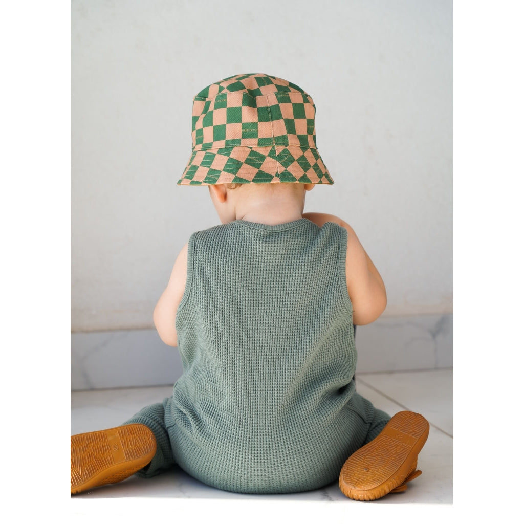 Grech & Co. REVERSIBLE BUCKET HAT - CHECKS SUNSET + ORCHARD