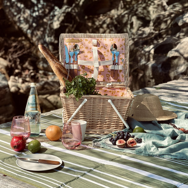 SUNNYLIFE Small Picnic Basket Call Of The Wild - Peachy Pink