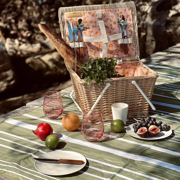 SUNNYLIFE Small Picnic Basket Call Of The Wild - Peachy Pink