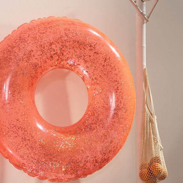 SUNNYLIFE Pool Ring Neon Coral Glitter