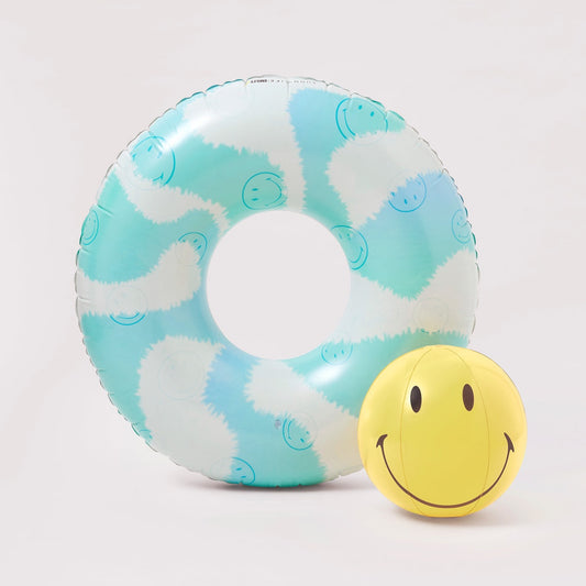 SUNNYLIFE Pool Ring & Ball Set Smiley