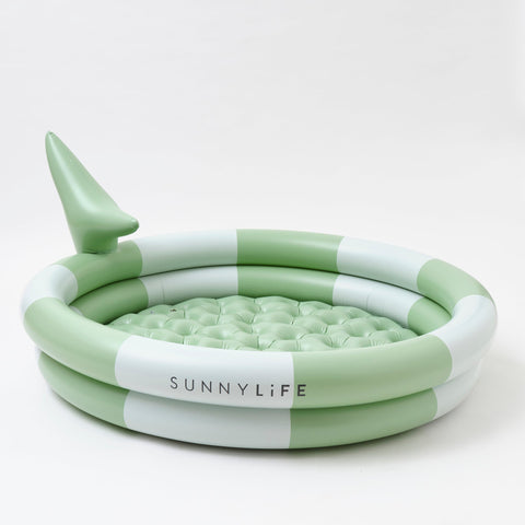 SUNNYLIFE Inflatable Backyard Pool Shark Tribe Khaki