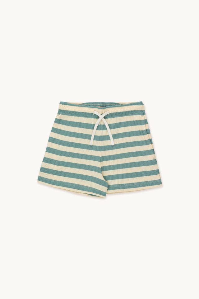 TINYCOTTONS STRIPES SHORT *pastel yellow/light teal*