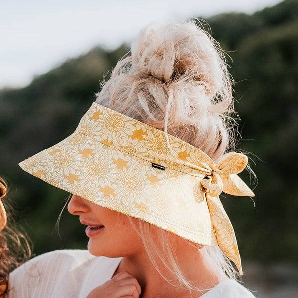 BEDHEAD HATS Ladies Wide-Brimmed Swim Visor Beach Hat - Sunflower ADULT