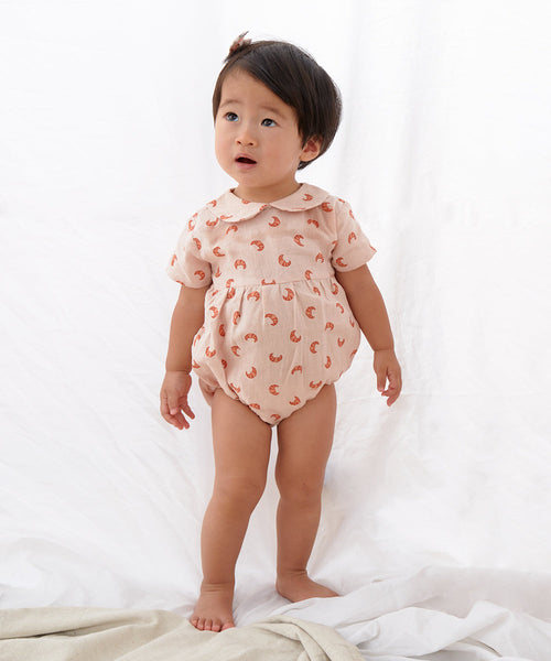 OEUF NYC Short Sleeve Romper Silver Peony/Croissant