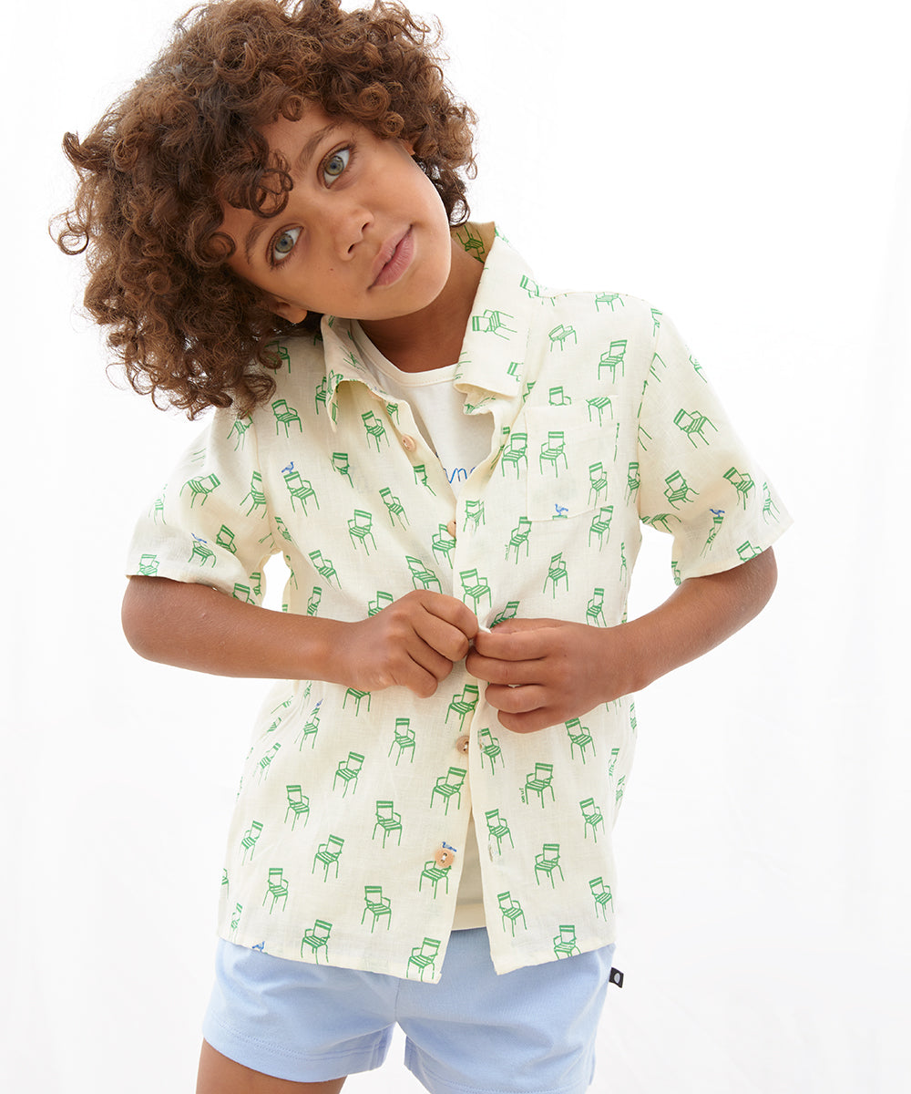 OEUF NYC Button Down Shirt Gardenia/Chair
