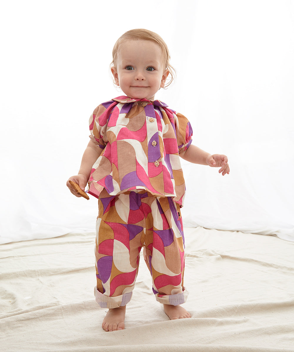 OEUF NYC Fancy Pants Fuchsia/Geometric