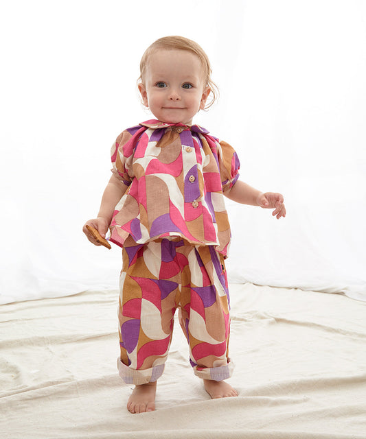 OEUF NYC Fancy Pants Fuchsia/Geometric