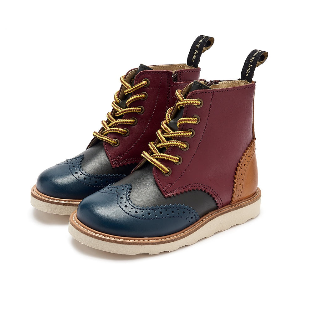 YOUNG SOLES Sidney Brogue Boot - Multi Block