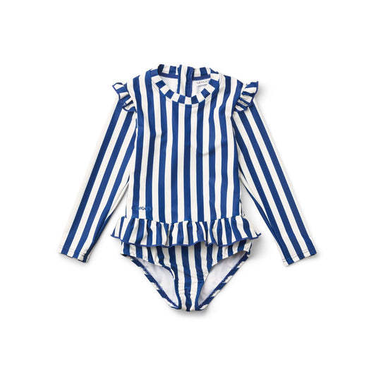 LIEWOOD SILLE SWIM JUMPSUIT  STRIPE: SURF BLUE/CREME DE LA CREME