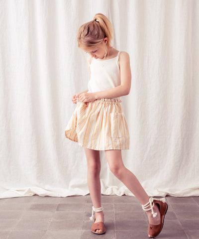 TOCOTO VINTAGE STRIPED SHORT SKIRT WITH OVERSIZE FRONT POCKETS