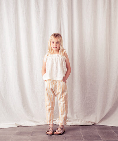 TOCOTO VINTAGE STRIPED PYJAMA STYLE TROUSERS WITH FRONT POCKETS mustard