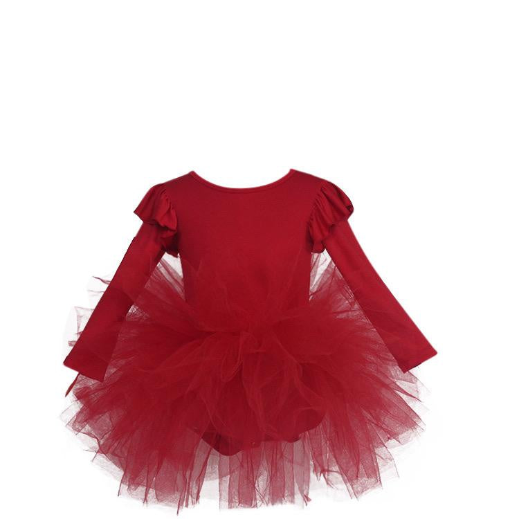 DOLLY BY LE PETIT TOM ® TIMELESS LONG SLEEVE TUTU DRESS RED