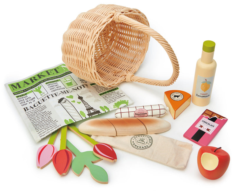Tender Leaf Toys  Wicker Shopping Basket Set