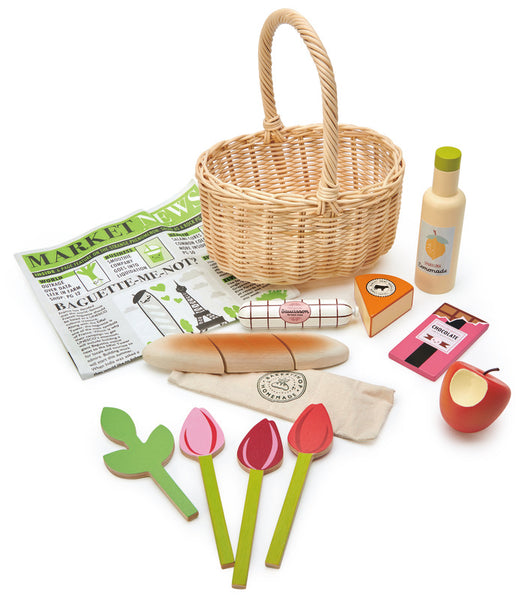 Tender Leaf Toys  Wicker Shopping Basket Set