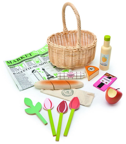 Tender Leaf Toys  Wicker Shopping Basket Set