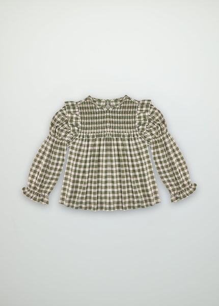 THE NEW SOCIETY DOMINIQUE BLOUSE HERB CHECK women