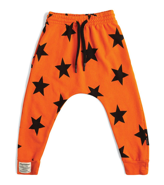 NUNUNU french terry star baggy pants orange