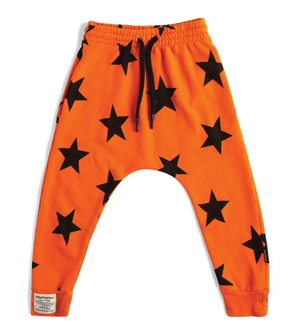 NUNUNU french terry star baggy pants orange