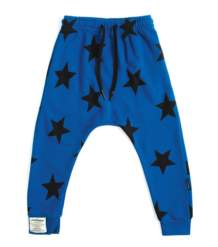 NUNUNU french terry star baggy pants blue