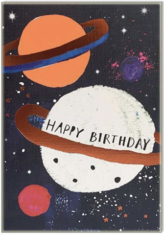 Paper Salad Three Planets Happy Birthday Card