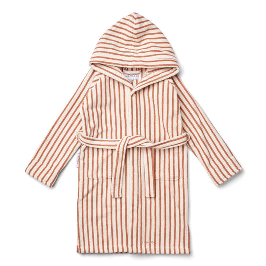 LIEWOOD LEO BATHROBE JUNIOR Y/D Stripes Tuscany rose / Creme de la creme