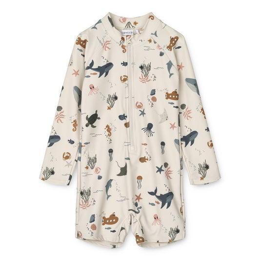 LIEWOOD Max Printed Longsleeve Swim Jumpsuit SEA CREATURE / SANDY