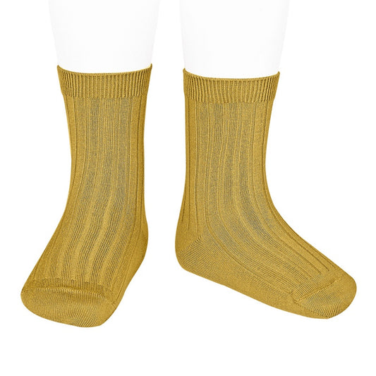 Condor  BASIC RIB SHORT SOCKS MUSTARD  ribbed ankle sock 629
