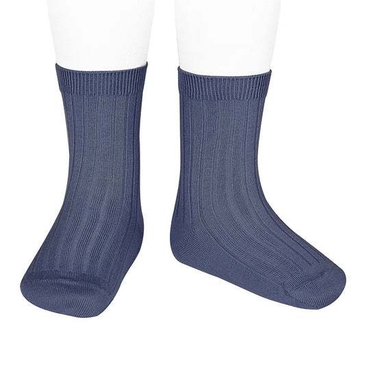Condor BASIC RIB SHORT SOCKS JEANS ribbed ankle sock 490