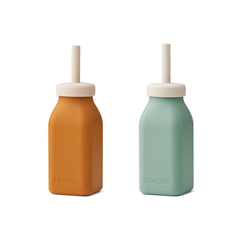 Liewood Erika milkshake bottle 2-pack - Mustard peppermint mix