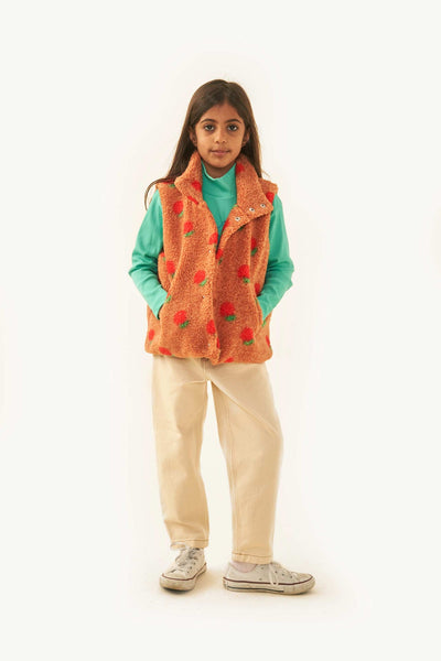 TINYCOTTONS APPLES SHERPA VEST light brown