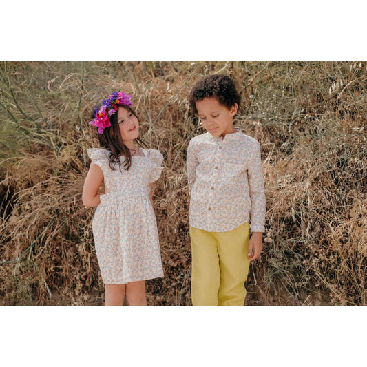 LOUISE MISHA Dress Ambika Cream Petals BABY AND KIDS