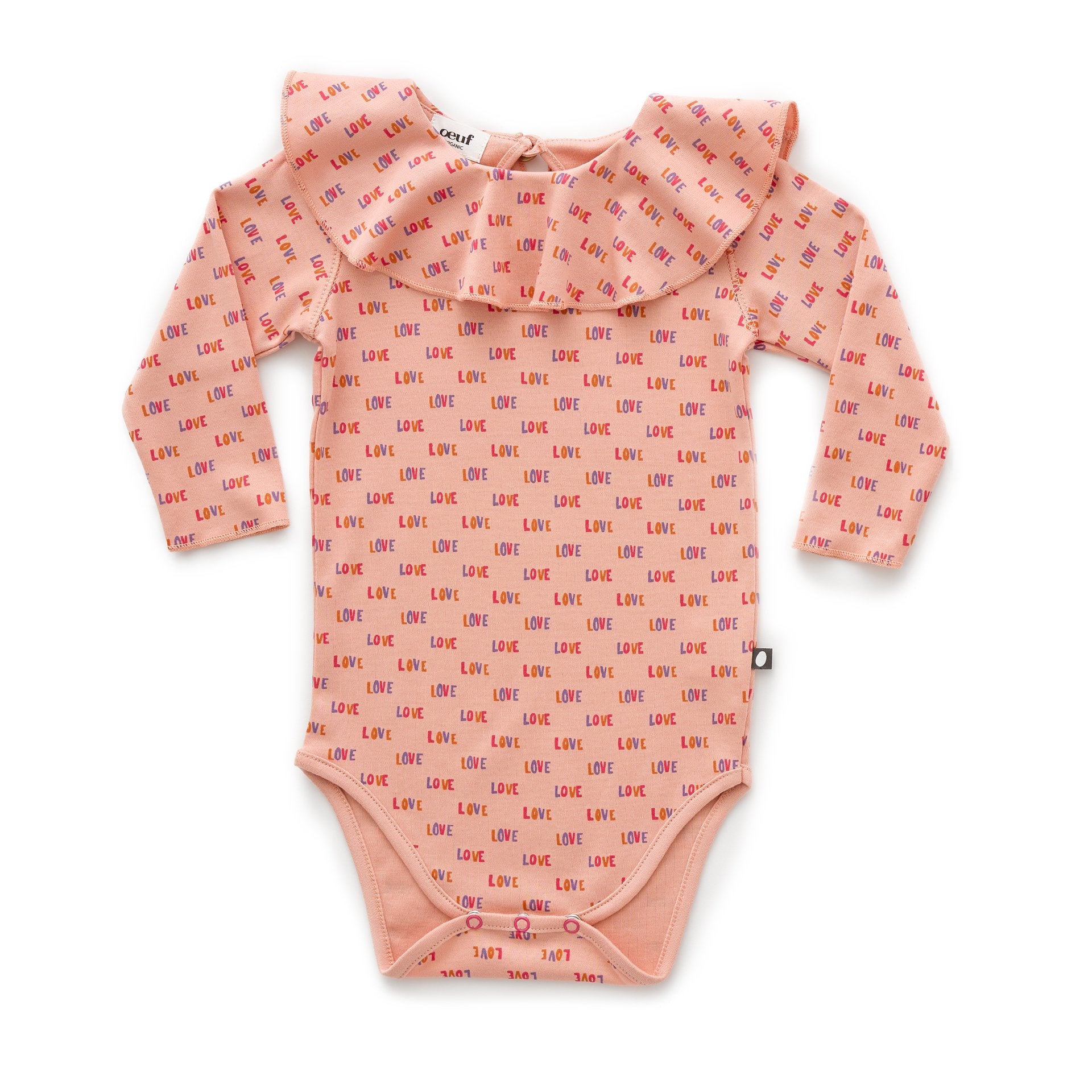 OEUF NYC  Ruffle Collar Onesie Peony LOVE